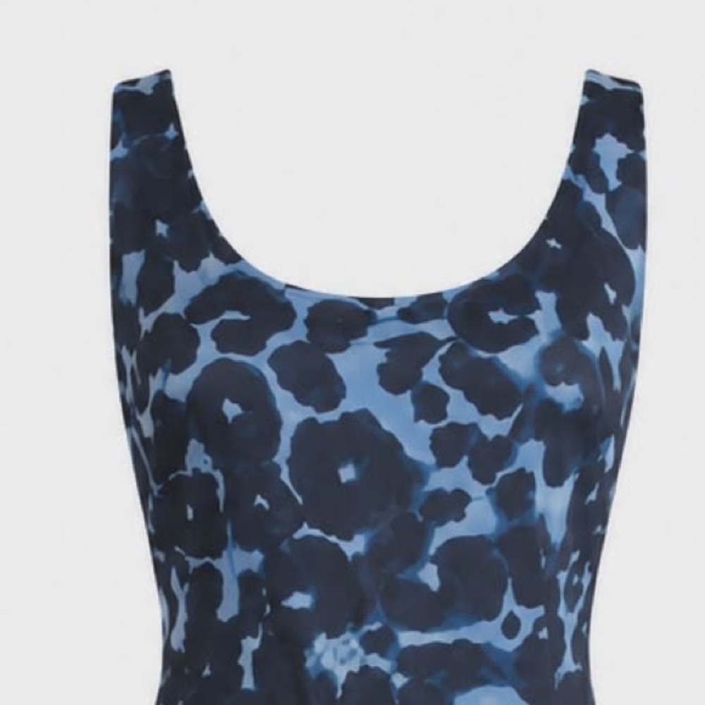 NWT. Size 8T. Ann Taylor Blue & Black Leopard Print Sleeveless Sheath Midi Dress - Picture 9 of 13